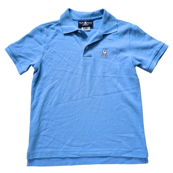 PSYCHO BUNNY Kids Classic Pique Polo Shirt Short Sleeve Marina Blue Medium 10/12 - Picture 2 of 4